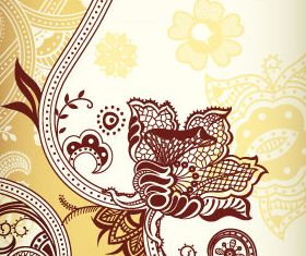 Color retro floral 3 shiny vector