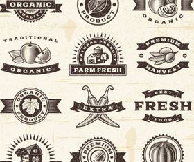 Natural food labels 2 set vector
