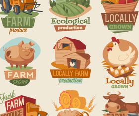 Natural food labels 3 set vector