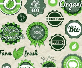 Natural food labels 6 set vector
