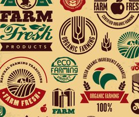 Natural food labels 7 set vector