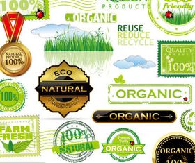 Eco natural labels 1 vector