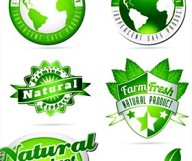 Green natural labels 01 vectors