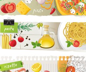 Food banner vector set