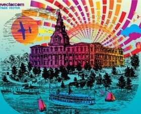 Vintage Postcard vectors graphic