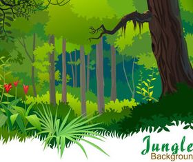 Cartoon jungle background 02 vector