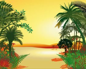 Cartoon jungle background 04 vector