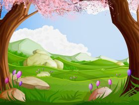 Cartoon jungle background 10 vector