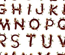 Tree branch alphabet vector