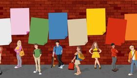 Color paper and people shiny vector