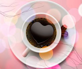 Romantic heart-shaped coffee vector