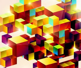 3D Color squares background vector