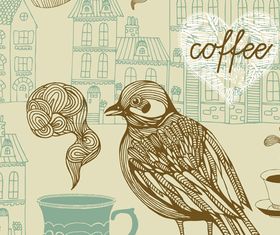 Draw Birds and city 1 vector