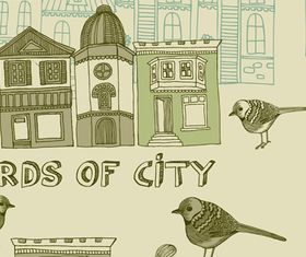 Draw Birds and city 2 vector
