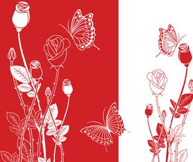 Hand drawn butterfly and flower vector