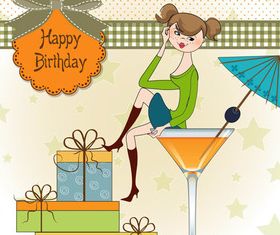 Cartoon Birthday cards design vector 03 free download