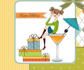 Cartoon Birthday cards design vector 03 free download