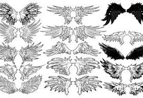 Hand drawn wing design vector