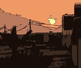 Sunset City vector