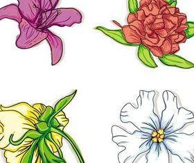 Different Shiny Flowers vector