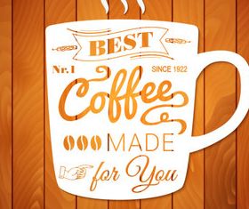 Coffee with wooden background vector design