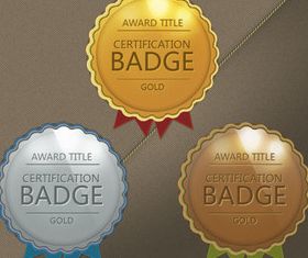 Gold award badge vectors graphics