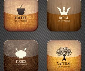 Glass texture coffee icons set vector