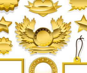 Gloden Ribbon with labels 2 set vector