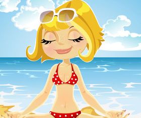 Summer beach travel 1 set vector