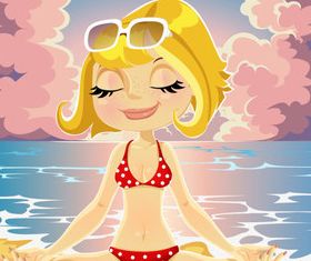 Summer beach travel 2 set vector
