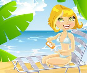 Summer beach travel 3 set vectors