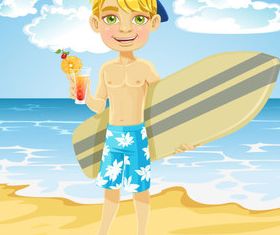 Summer beach travel 4 set vectors