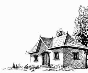 Sketch buildings free 5 vectors