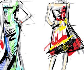 Hand drawn fashionable dress 1 vectors