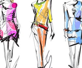 Hand drawn fashionable dress 2 vector