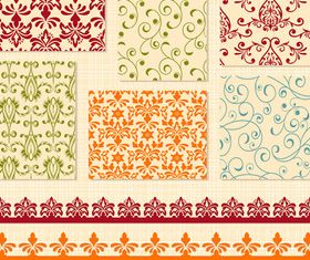 Vintage floral pattern and border set vector