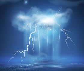 Realistic lightning background vectors
