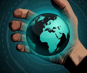 World and hand Creative background vector