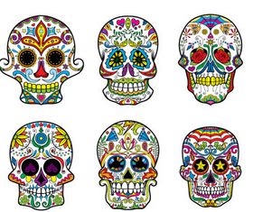 Floral Skull 2 set creative vector