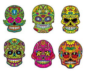 Floral Skull 4 set creative vector