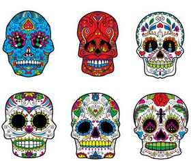 Floral Skull 6 set creative vector