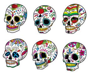 Floral Skull 7 set creative vector