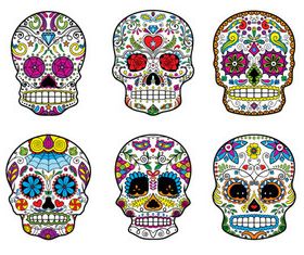 Floral Skull 8 set creative vector