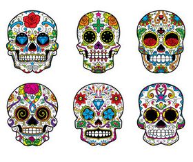 Floral Skull 9 set creative vector