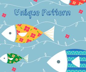 Cute Cartoon Fish pattern vector