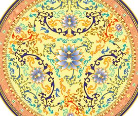 Retro Decorative pattern Porcelain plates vector