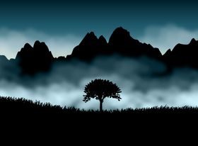 Tree with Natural scenery 2 Eps Format vector