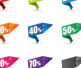 Color Origami sale labels 1 vector