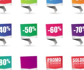 Color Origami sale labels 2 vector