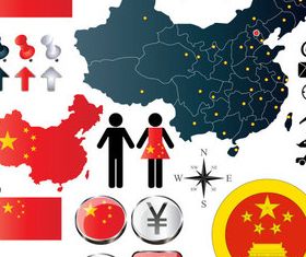 Chinelements set vector